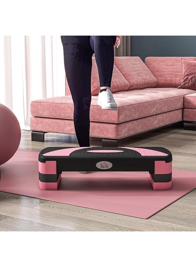 Aerobics Step for Fitness Non-Slip with Adjustable Height 3 Levels 80 x 31 x 10/15/20 cm Platform Stepper for Sports and Exercise at Home Gym Load 150 kg Pink - Image 4